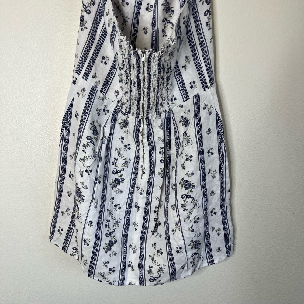 Reformation Linen Floral Striped Halter Dress - Picture 5 of 6